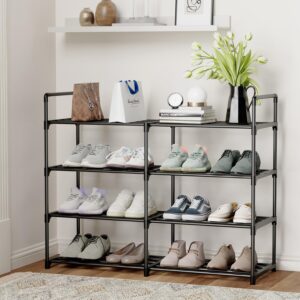 FIDUCIAL HOME 4 Tiers Metal Shoe Rack Organizer 16 Pairs Sturdy Shoe Stand for Closet Entryway, Stackable