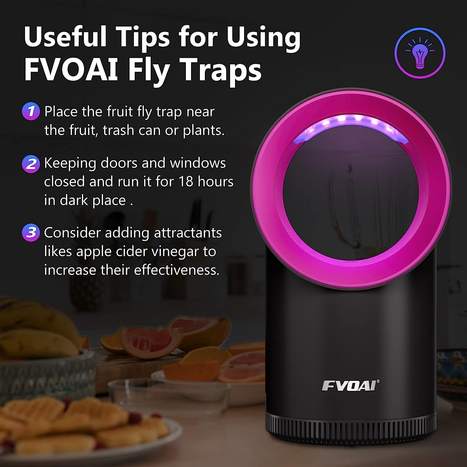 FVOAI Fly Traps Indoor for Home, Fruit Fly Traps for Indoors Mosquito Trap Insect Trap with Sticky 10 Pcs Glue Boards (Pink), 240409P