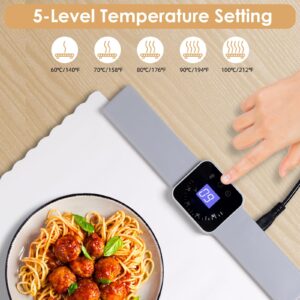 Electric Warming Tray - Full Surface Heating,Rollable & Portable,Premium Silicone Nano-Material,5 Temperature Settings,Auto Shut-Off -Versatile Food Warmer for Gatherings,Parties,Everyday Use