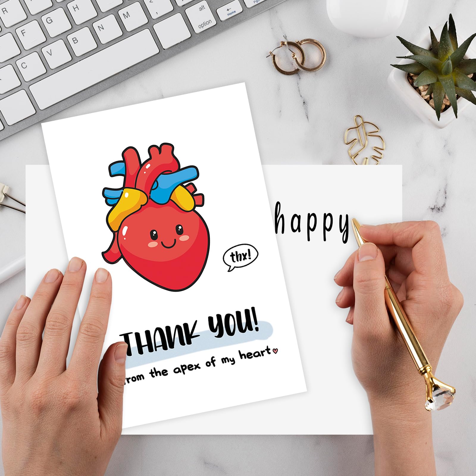 mmuue Cute Thank You Card for Heart Surgeon, Funny Thank you Gift for Women Men, Appreciation Card for Doctor Nurse Medical Staff, Thank You from the Apex of My Heart