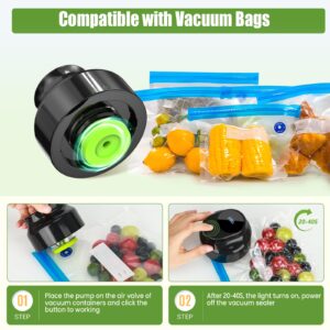 Electric Mason Jar Vacuum Sealer Kit, Jar Vacuum Sealer for Canning Jars - 3 in 1 Vacuum Sealer Compatible with Wide & Regular Mason Jars/Vacuum Bags/Seal Containers for Food Storage (Black)