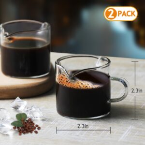 Espresso Cups Set of 2 Unique Espresso Shot Glass 4oz Double Spouts Cups Classic Cappuccino Cup Espresso Mugs Clear Coffee Mug with Handle for Espresso Machine