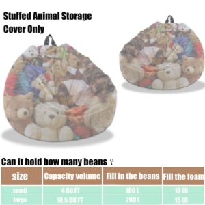 Kisoy Bean Bag Chair Cover (No Filler) Stuffed Animal Storage Bean Bag Cover Pets Dogs/Cats Lazy Beds. Washable Ultra Soft Corduroy Stuffed for Organizing Plush Toys or Textile, Sack Bean Bag