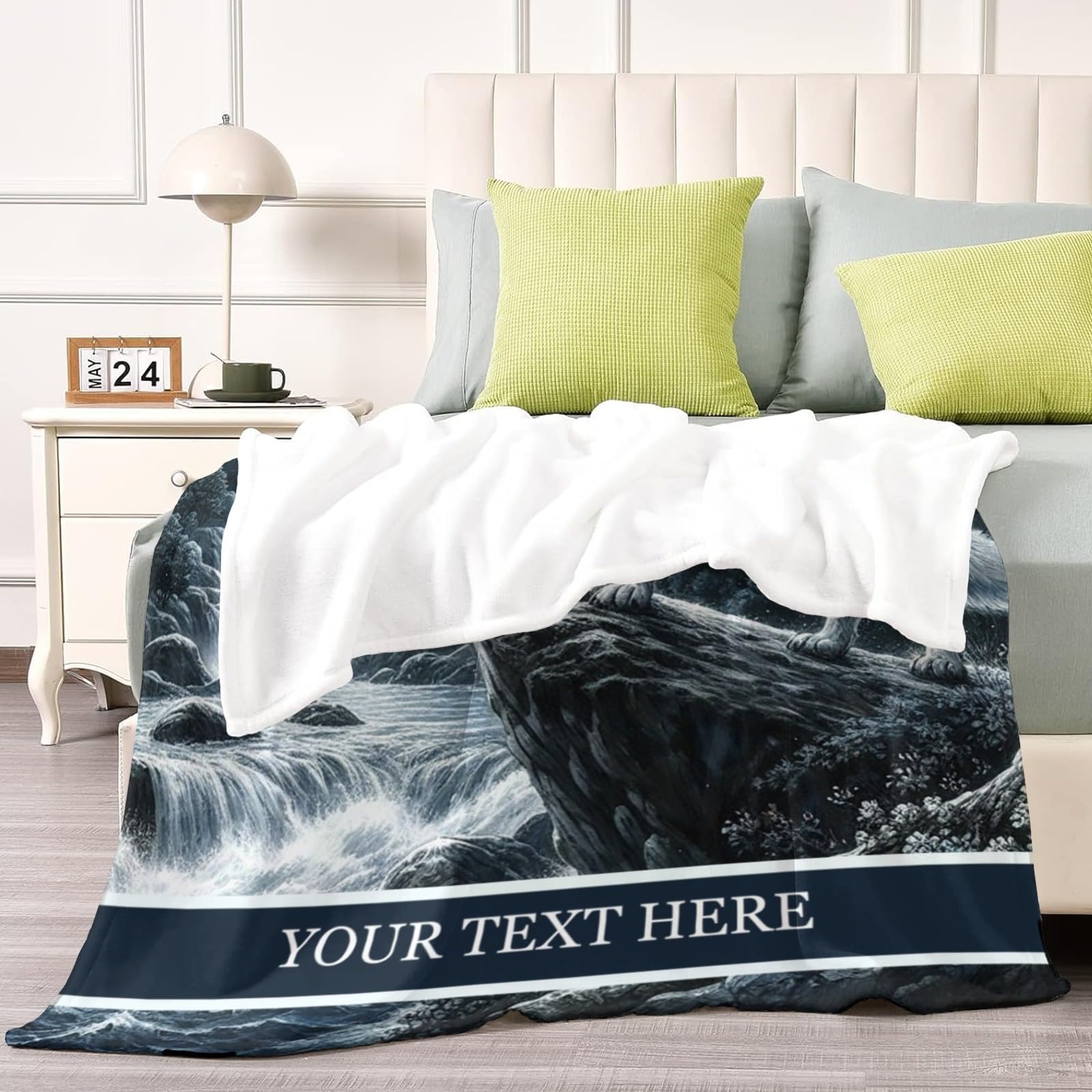 CUSPILO Personalized Wolf Blanket, Ultra Soft Micro Flannel Blanket for Bed Couch Living Room(Teens), 50 x 60 Inches