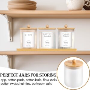 20 oz Glass Qtip Holder Dispenser with Bamboo Lids and Tray, 3 Pack Bathroom Organizers and Storage Bathroom Decor Farmhouse Decor, Apothecary Jars for Cotton Swab, Cotton Ball, Cotton Pads and Floss