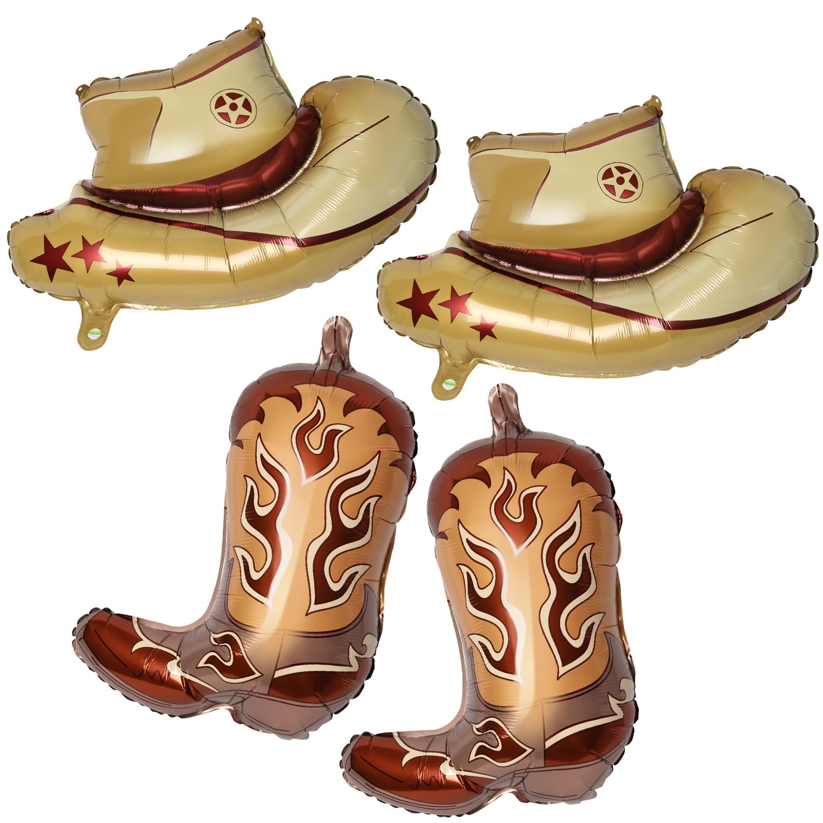 Lidmada 4Pcs Western Cowgirl Party Balloons, Cowgirl Boot Balloon Cowboy Hat Foil Balloons, Western Cowgirl Birthday Party Decorations Last Rodeo Bachelorette Party Supplies (Brown)