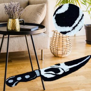 Scream Knife Rug, Skull Knife Carpet Horror Wear Resistant Creative Knife Design for Sofa Bedside Floor Mat Area Home Welcome Decor (88.9CM)