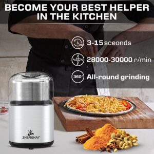 ZHENGHAI Electric Herb Grinder 200w Spice Grinder Compact Size, Easy On/Off, 2.8oz capacity. Fast Grinding for Flower Buds Dry Spices Herbs, with Cleaning Brush