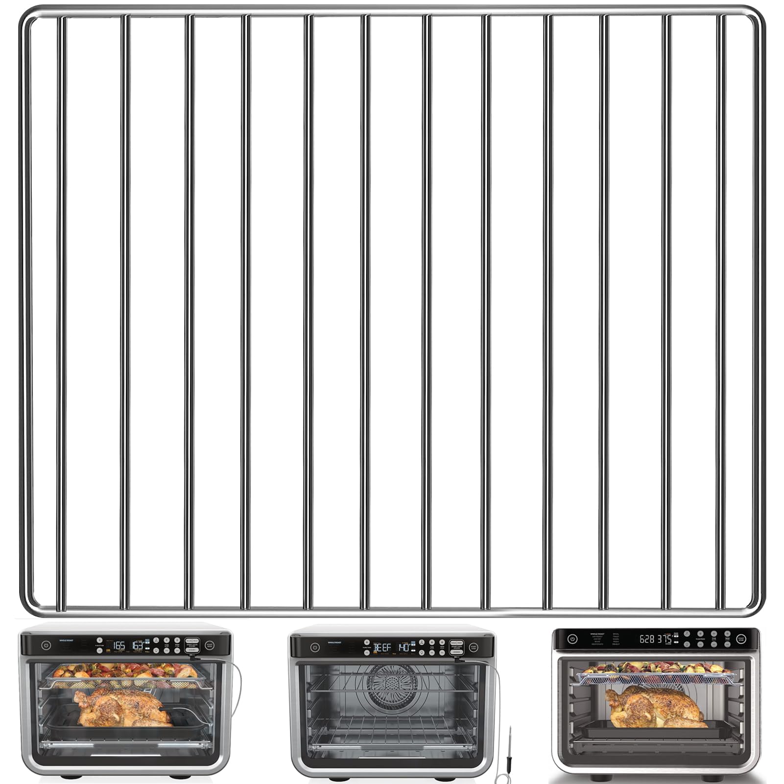 Air Fryer Wire Rack for Ninja Foodi 10 in 1 DT201 DT251 Digital Convection Toaster Oven, 14.4''*11.4'' Stainless Steel Air Fryer Accessories Roasting Steamer Grill Racks Baking Tray Rack