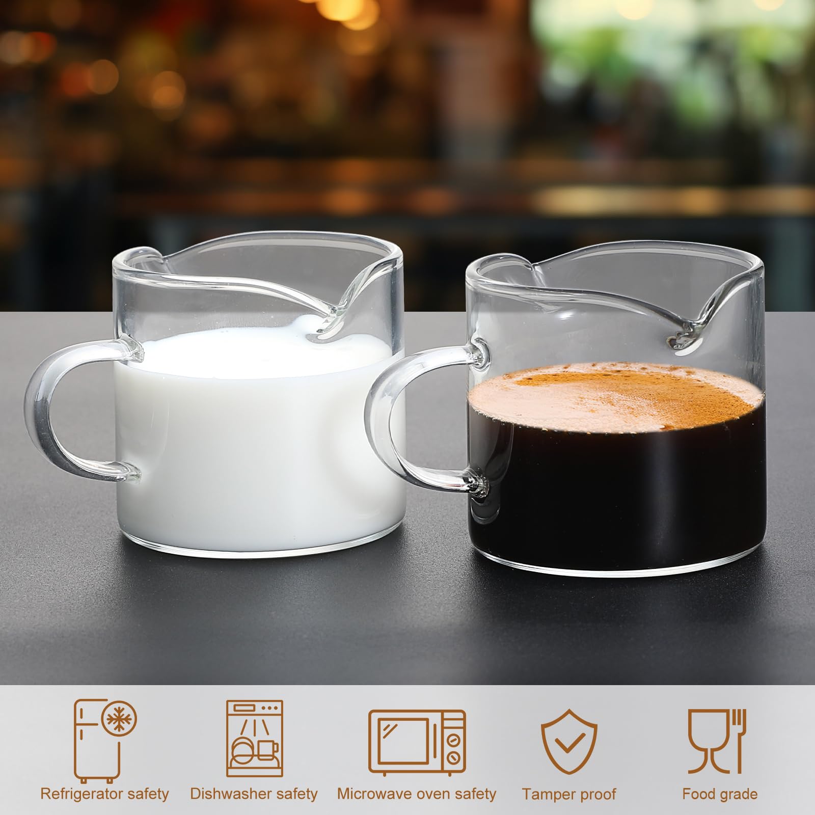 Espresso Cups Set of 2 Unique Espresso Shot Glass 4oz Double Spouts Cups Classic Cappuccino Cup Espresso Mugs Clear Coffee Mug with Handle for Espresso Machine