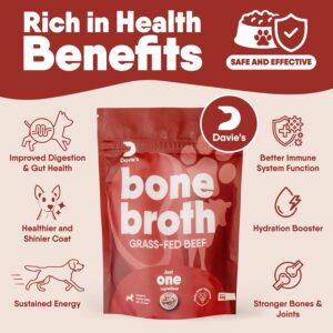 Davie's Bone Broth for Dogs - Joint Supplement for Dogs, Dog Food Topper Powder, Beef Bone Broth Powder, Grass-Fed Source - 8 Ounces