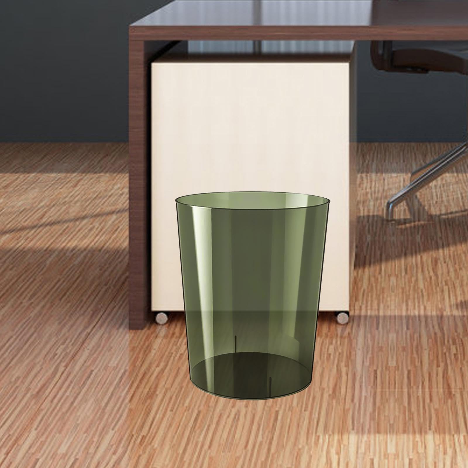 IEUDNS Dustbin Wastebasket Transparent Round Modern Garbage Container Trash Can for Bedroom Kitchen Office Bathroom Home, Green M