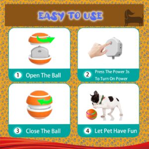 ChiDuoDuo Interactive Dog Ball Toys is Designed to Alleviate Dogs' Boredom,Automatic Rolling & Bouncing, LED Lights&Two Switchable Modes Controlled Remotely,Two Squeaky&Chew Dog Ball Toy, Orange