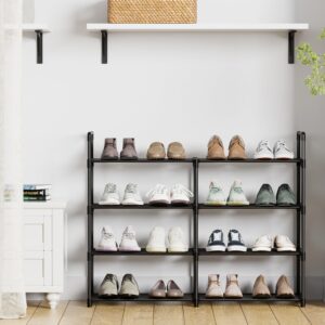 FIDUCIAL HOME 4 Tiers Metal Shoe Rack Organizer 16 Pairs Sturdy Shoe Stand for Closet Entryway, Stackable