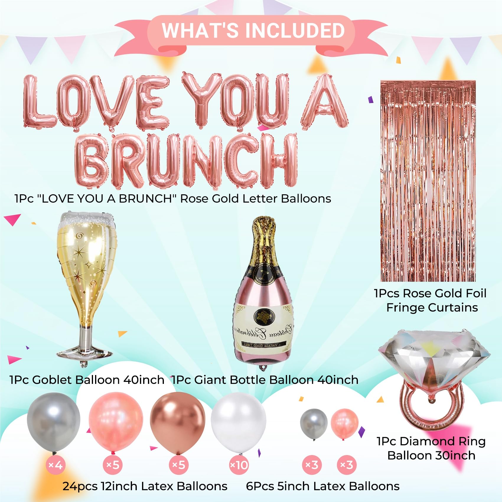 Brunch Party Decorations Birthday Brunch Decorations Bridal Shower Brunch Decorations Valentines Brunch Love You A Brunch Balloons Banner Bachelorette Party Decorations Decor