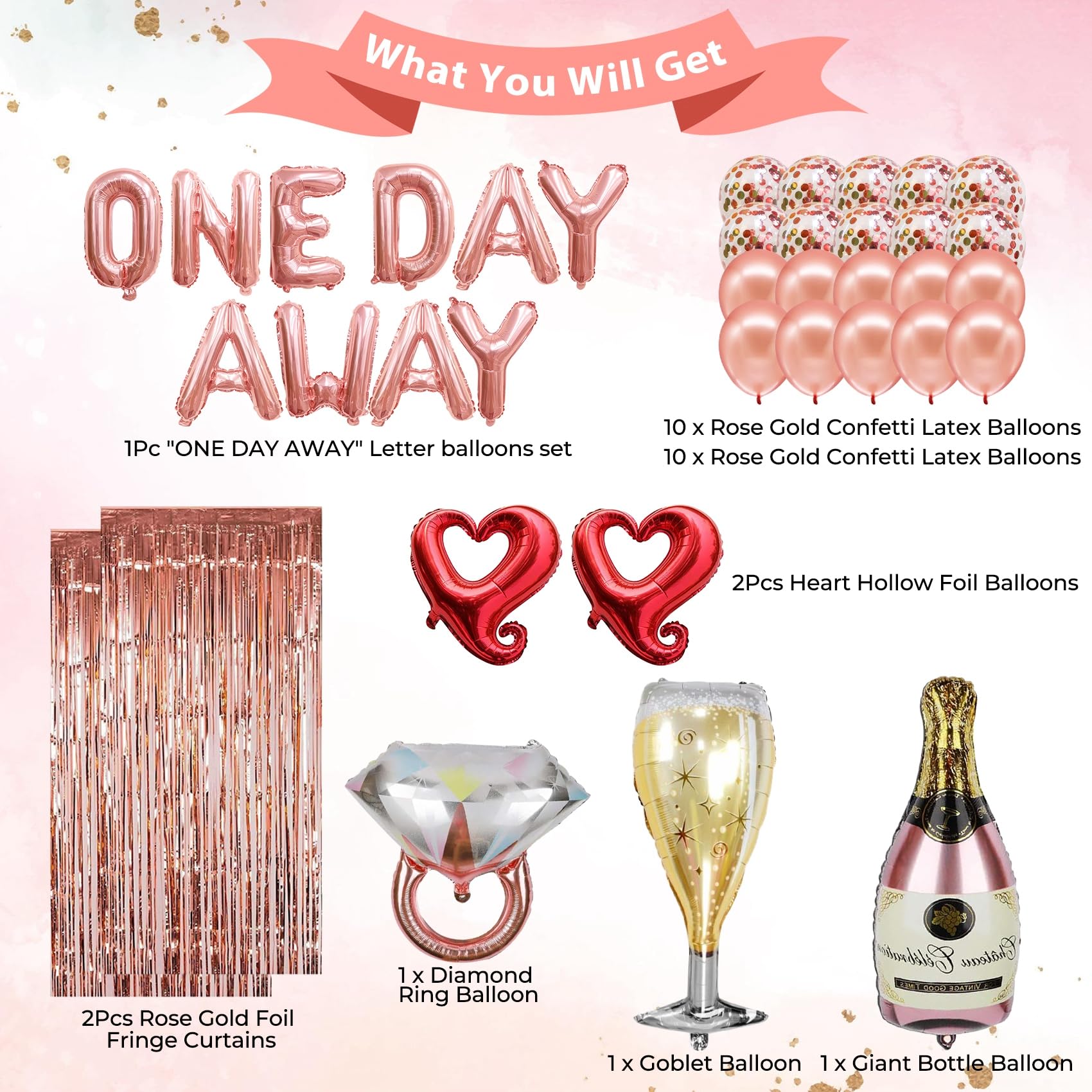 One Day Away Rehearsal Dinner Decorations Wedding Rehearsal Dinner Decorations One Day Away Balloons Banner The Night Before Wedding Rehearsal Decorations Bridal Shower Engagement Wedding Rehearsal