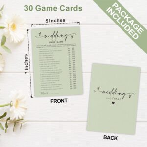 30 Pcs Bridal Shower Game Cards, Wedding Shoe Game, Minimalism Fill In Style Game Cards For Mr & Mrs, Engagement Party, Wedding, Newlyweds Party Supplies(Green) - B04