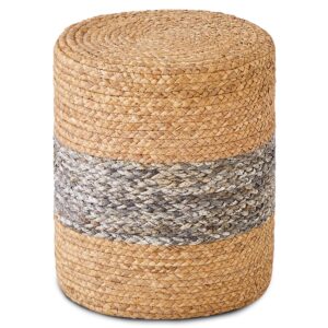 ottoman foot rest stool round natural seagrass foot stool hand-woven boho pouf ottomans home decor footstool extra seating for living room bedroom entryway grey