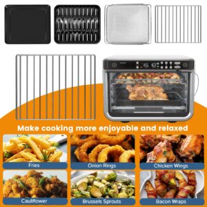 Air Fryer Wire Rack for Ninja Foodi 10 in 1 DT201 DT251 Digital Convection Toaster Oven, 14.4''*11.4'' Stainless Steel Air Fryer Accessories Roasting Steamer Grill Racks Baking Tray Rack