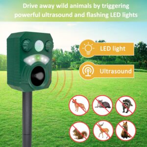 2 Packs GKRRICH Solar Animal Repellent from Cities to The Countryside, This Waterproof Device Scare Away Nocturnal Animal by Using Ultrasonic Waves and Rapidly Flashing Lights