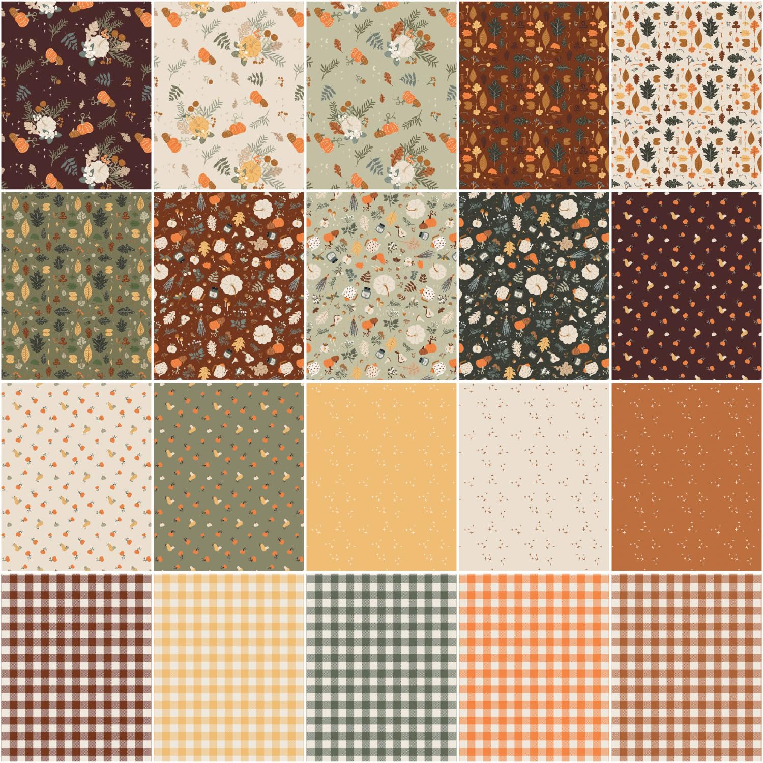 Pumpkin Spice Riley Blake 5-inch Stacker, 42 Precut Fabric Quilt Squares by Simple Simon & Company, Assorted