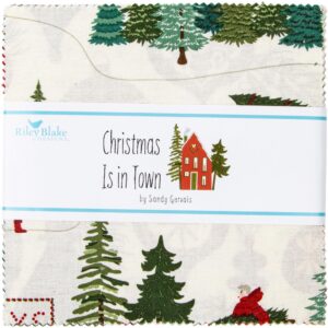 christmas is in town riley blake 5-inch stacker, 42 precut fabric quilt squares by sandy gervais, assorted