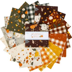 Pumpkin Spice Riley Blake 5-inch Stacker, 42 Precut Fabric Quilt Squares by Simple Simon & Company, Assorted