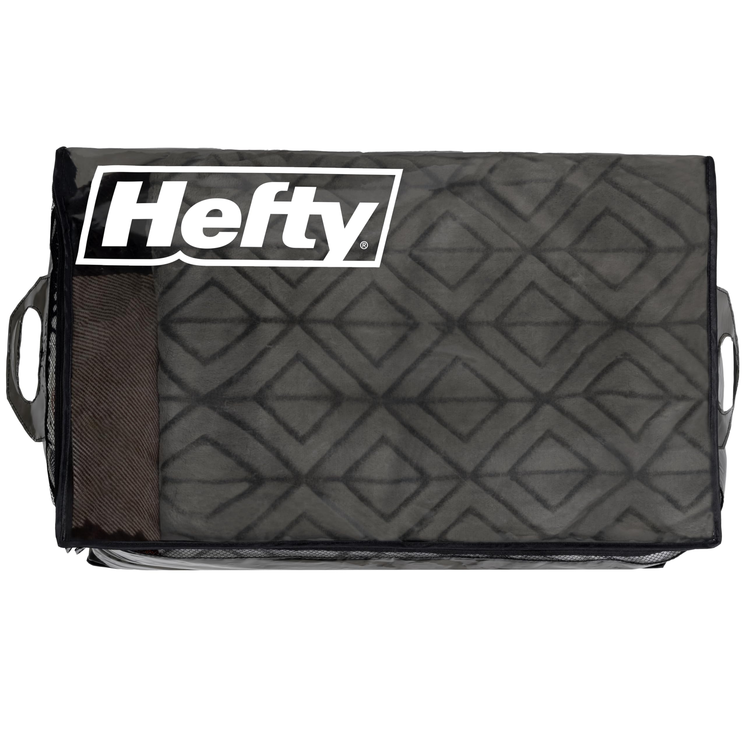 Hefty Extra Large Flexible Tote with Breathable Mesh, Double Zipper, 2 Handles – Ideal for Moving or Clothes & Apparel Storage, Alternative to Plastic Bin, Organizer or Container – 2 Pack