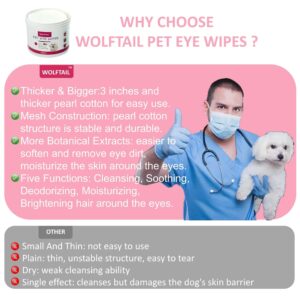 Dog Eye Wipes, Tear Stain Remover for Dogs & Cats - 100pcs Remove Eye Discharge and Crust - Coconut Oil Pet Cleaning Grooming Deodorizing Wipes for Eyes/Face, Natural and Non-Irritating