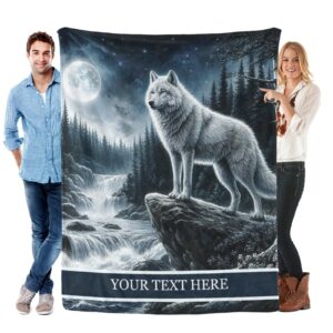 CUSPILO Personalized Wolf Blanket, Ultra Soft Micro Flannel Blanket for Bed Couch Living Room(Teens), 50 x 60 Inches