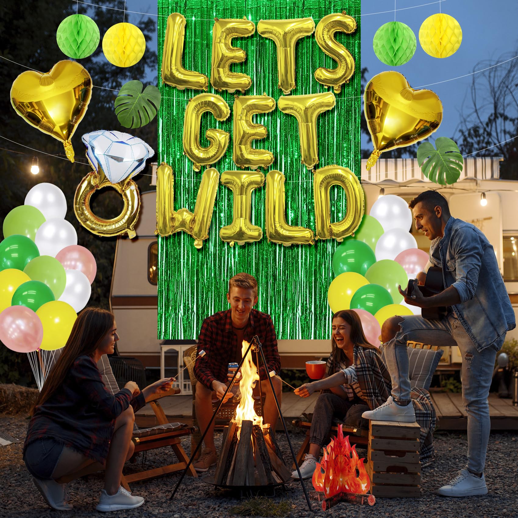 Lets Get Wild Banner Balloons Jungle Theme Bachelorette Party Decorations Kit Safari Bachelorette Party Photo Backdrop bridal Shower Decor Bachelorette Balloons Decor Balloon Banners