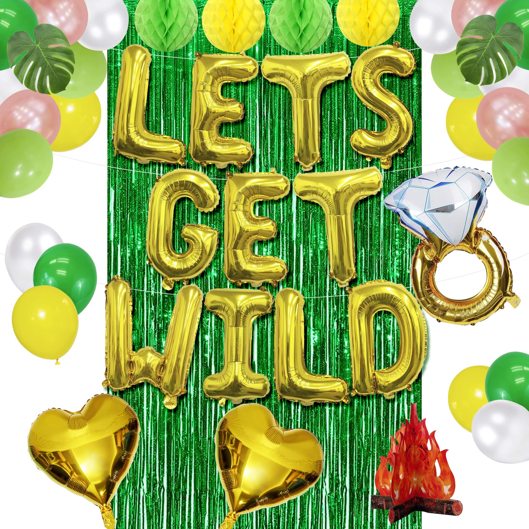 Lets Get Wild Banner Balloons Jungle Theme Bachelorette Party Decorations Kit Safari Bachelorette Party Photo Backdrop bridal Shower Decor Bachelorette Balloons Decor Balloon Banners