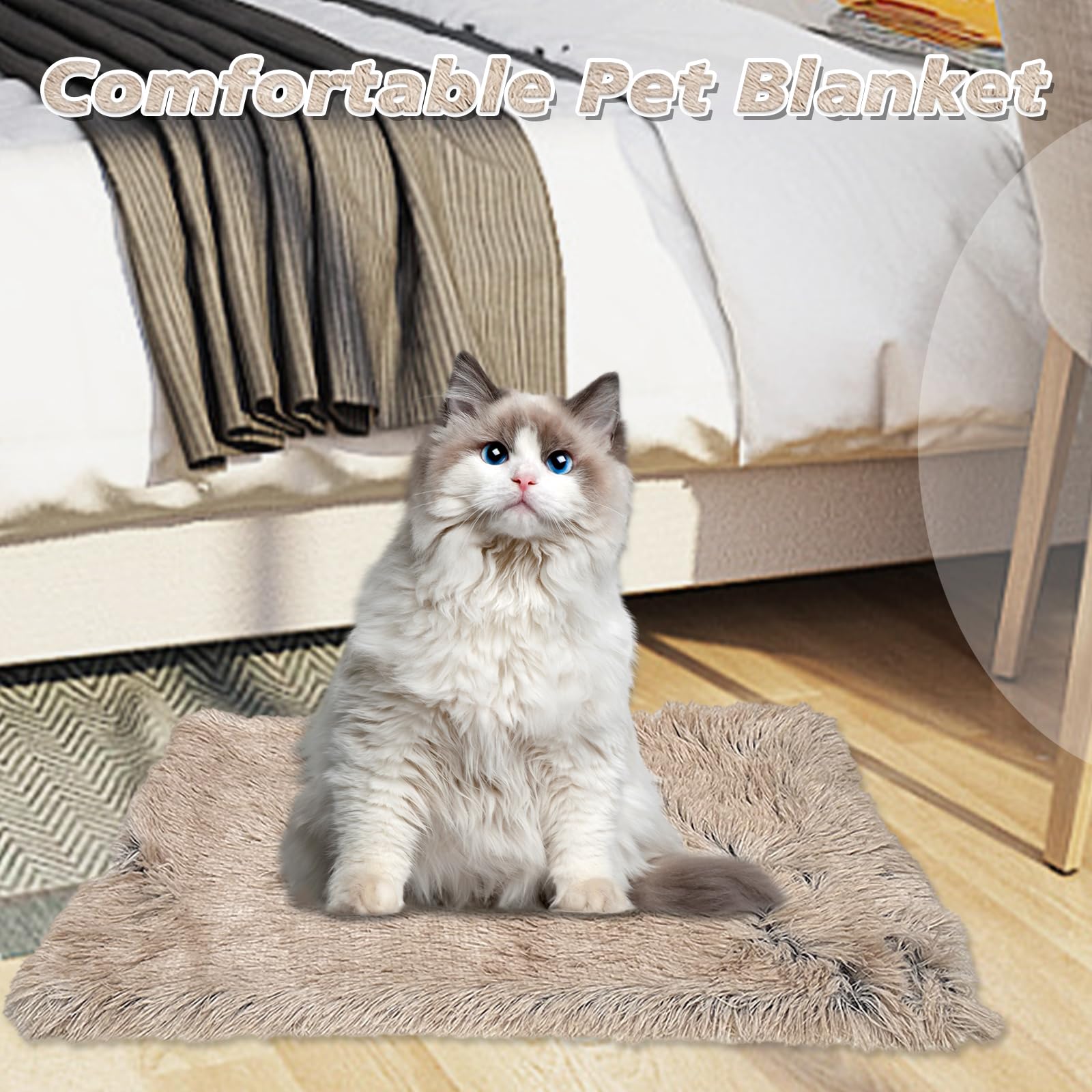 PJYuCien Fluffy Fleece Calming Pet Throw Blanket, Super Soft and Warm for Indoor Cats and Dogs, Small 16 * 24", Machine Washable, Grey Puppy Blanket(Brown)