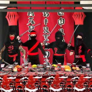 Ninja Birthday Party Decoration - Ninja Warrior Party Supplies Include Plates, Tablecloth, Napkins, Tableware, Karate Party Ninja Master Party Supplies for Boys Girls Baby Shower, Serves 40