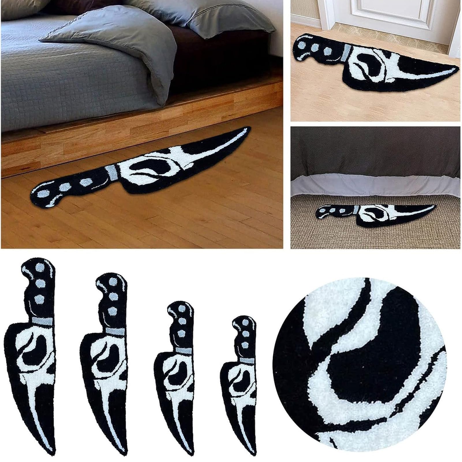 Scream Knife Rug, Skull Knife Carpet Horror Wear Resistant Creative Knife Design for Sofa Bedside Floor Mat Area Home Welcome Decor (88.9CM)