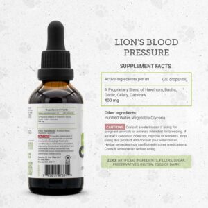 Lion's Blood Pressure | Natural Herbal Dietary Supplement for Cats | Healthy Blood Pressure Support in Cats | Alcohol-Free Extract, Hawthorn, Buchu, Garlic, Celery 2 oz