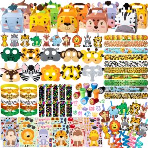 jungle safari party favors set 92 pcs wild animals set for kids birthday gifts, wild theme party favors for kids birthday party baby shower goodie bag fillers jungle safari party supplies (animal pro)