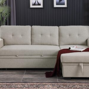 Devion Furniture Alexis Sofabed, 92" W x 53" D x 35H, Light Gray