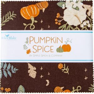 Pumpkin Spice Riley Blake 5-inch Stacker, 42 Precut Fabric Quilt Squares by Simple Simon & Company, Assorted