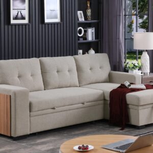 Devion Furniture Alexis Sofabed, 92" W x 53" D x 35H, Light Gray