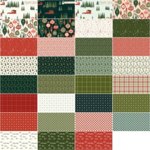 Christmas Is in Town Riley Blake 5-inch Stacker, 42 Precut Fabric Quilt Squares by Sandy Gervais, Assorted