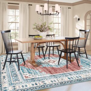 Boho Area Rug 8x10 Large Rug: Washable Non-Slip Rugs Chenille Print Rug Soft Low-Pile Indoor Vintage Carpet for Living Room Bedroom Dining Table Kitchen Home Office(BeigeBrown, 8'x10')