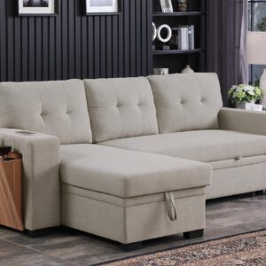 Devion Furniture Alexis Sofabed, 92" W x 53" D x 35H, Light Gray