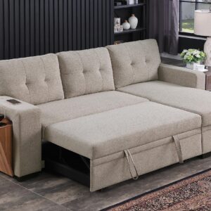 Devion Furniture Alexis Sofabed, 92" W x 53" D x 35H, Light Gray