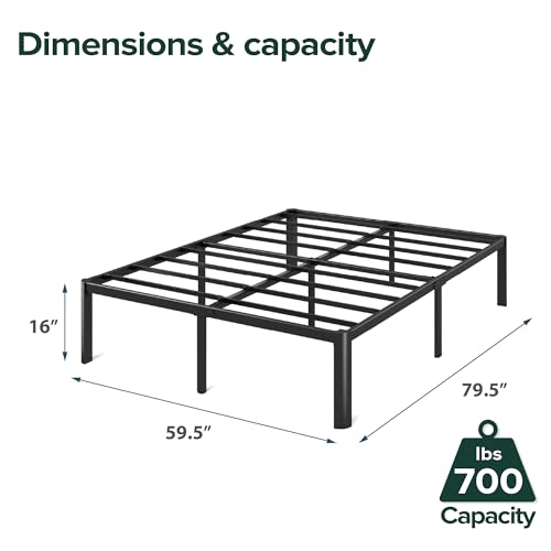 Zinus Van 16 Inch Metal Platform Bed, Steel Slat Support, No Box Spring Needed, Eco Friendly WonderBox Packaging, Easy Assembly, Black, Queen