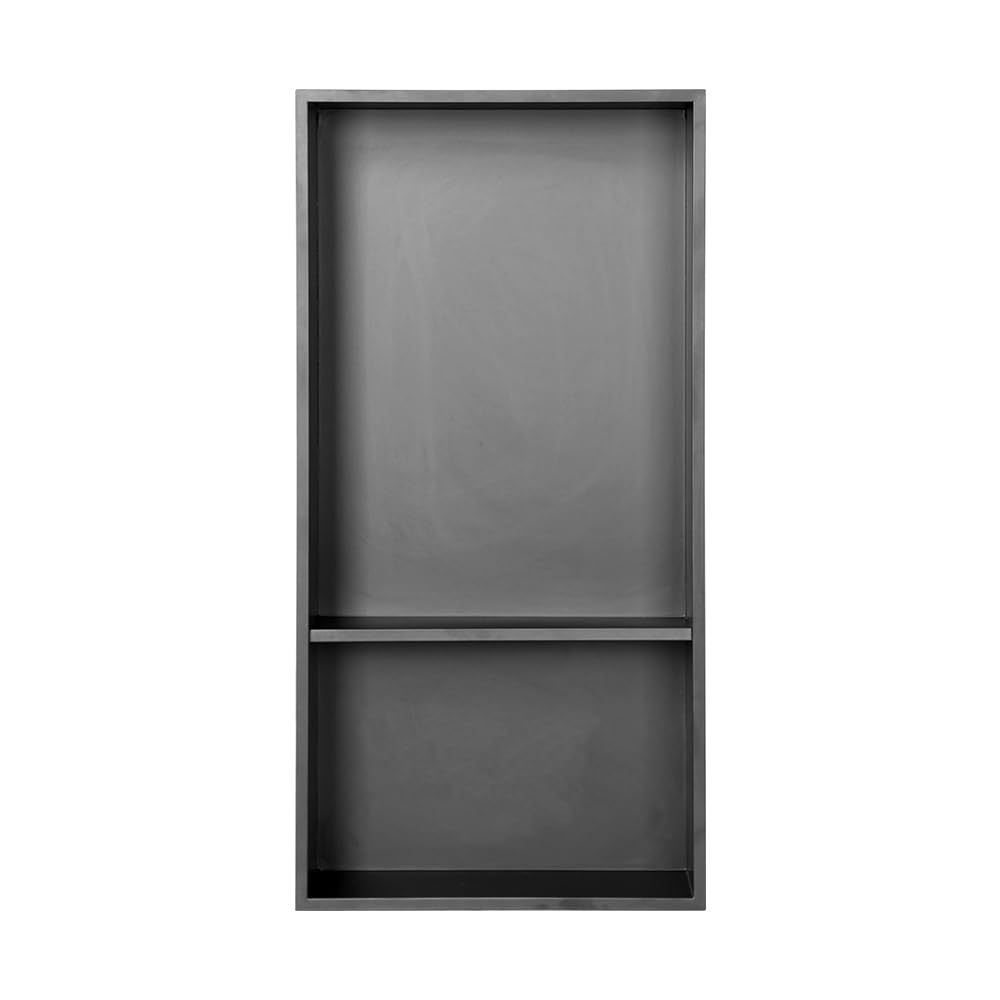 WHISTLER Stainless Steel Double Layer Shower Niche 24" X 12", No Tile Needed Wall Niche Shower, Recessed Shower Shelf for Bathroom Storage, Matte Black