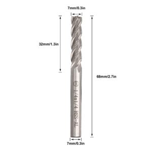 JMIATRY 8 Packs 1/4 inch End Mill 4 Flute Straight Milling Cutter HSS end Mill 1/4 inch Square Nose Straight Shank CNC Bits 1/4 Shank End Mills for Wood Steel, Titanium (6.35mm,4T)