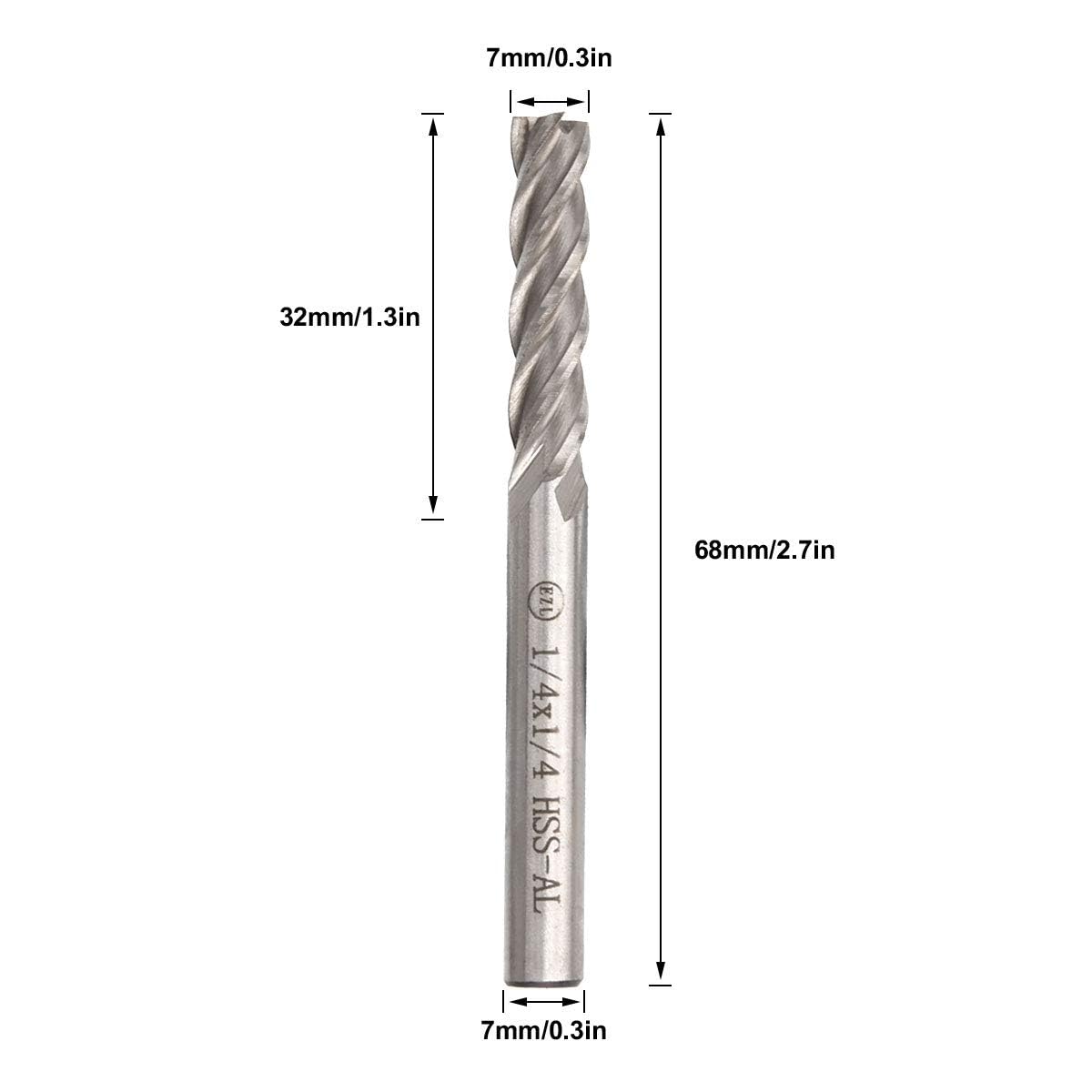 JMIATRY 8 Packs 1/4 inch End Mill 4 Flute Straight Milling Cutter HSS end Mill 1/4 inch Square Nose Straight Shank CNC Bits 1/4 Shank End Mills for Wood Steel, Titanium (6.35mm,4T)