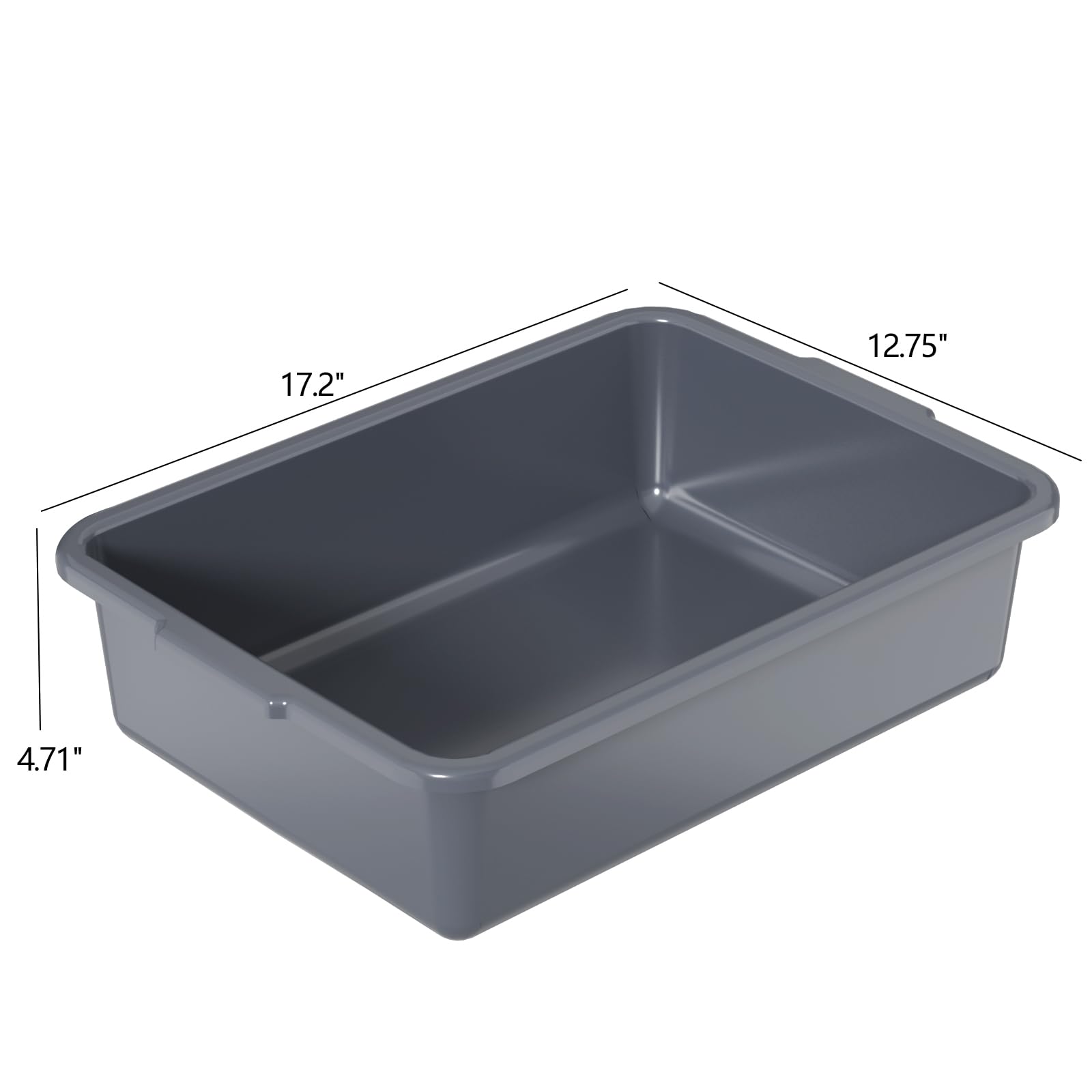 Vababa 12-Pack Plastic Commercial Bus Box, 13 L Kitchen Bus Tub, Gray