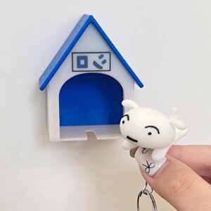 OULIGET Wall Dog House Keychain Holder,Mini Dog House and Dog Keychain,Wall Mounted Key Ring Holder for Home Living Room Decorations,Unusual Gift,2Pieces